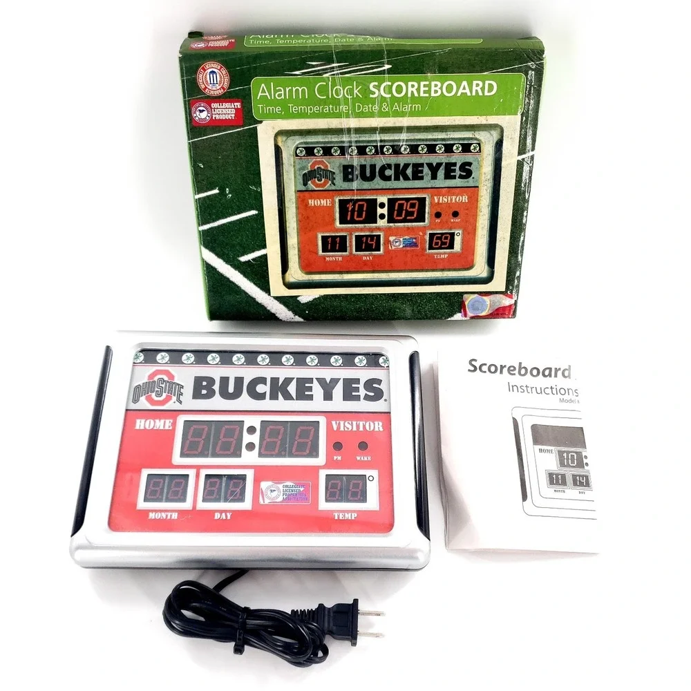 Ohio State Buckeyes Digital Scoreboard Alarm Clock Date Time & Temp Tested Works